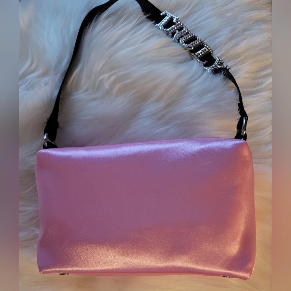 Truly Satin bag with sliding Rhinestone Logo Brand New 💎 - Picture 7 of 7